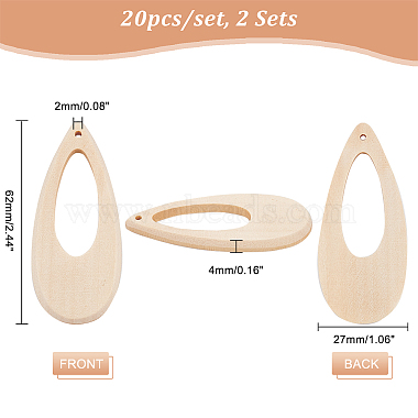 Elite 2 Sets Hollow Wooden Big Pendants(WOOD-PH0002-28)-3