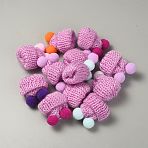 Woolen Crochet Mini Hat with Double Pom Pom Ball, Ornament Accessories, Flamingo, 35x31x28mm(DIY-WH0032-56E)