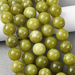 Natural Gemstone Beads, Taiwan Jade, Natural Energy Stone Healing Power for Jewelry Making, Round, Olive Drab, 12mm, Hole: 1mm, about 31pcs/strand, 15.2inch(Z0SRR012)