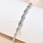 Brass Micro Pave Clear Cubic Zirconia Eye Link Chain Bracelets for Women, Rack Plating, Long-Lasting Plated, Cadmium Free & Lead Free, Platinum, 7-1/4 inch(18.5cm)(BJEW-G764-09P)