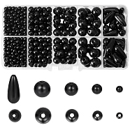 Elite 5 Style ABS Plastic Imitation Pearl Beads, Round & Teardrop, Black, 4~17x4~7.5x4~7.5mm, Hole: 1.6~2.3mm, 739pcs/box(KY-PH0001-66)