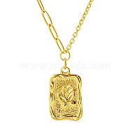 304 Stainless Steel Pendant Necklaces, Rectangle with Butterfly, Real 18K Gold Plated, 16.93 inch(43cm)(PM9319-1)