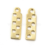 Brass Pendants, Long-Lasting Plated, Cadmium Free & Lead Free, Rectangle, Real 24K Gold Plated, 12x3.5x0.5mm, Hole: 1.2mm(KK-H435-04G)