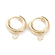 201 Stainless Steel Huggie Hoop Earring Findings, with Horizontal Loop and 316 Surgical Stainless Steel Pin, Real 24K Gold Plated, 16x13.5x2.5mm, Hole: 2.5mm, Pin: 1mm(X-STAS-P283-01A-G)
