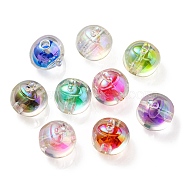 UV Plating Rainbow Iridescent Acrylic Beads, Two Tone Bead in Bead, Fruit, Mixed Color, 16x15.5x16.5mm, Hole: 3.5mm(OACR-A014-02)