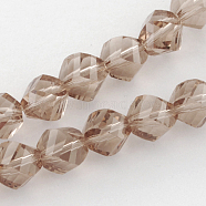 Glass Bead Strands, Faceted, Twist, Rosy Brown, 6x6x6mm, Hole: 1mm(GLAA-R042-6x6mm-27)