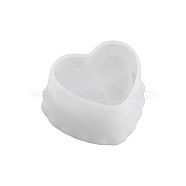 DIY Silicone Candle Holder Molds, Resin Casting Molds, Clay Craft Mold Tools, Heart, White, 10.5x9.3x5.5cm(PW-WG47228-01)