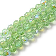 Glass Beads Strands, Imitation Quartz, Faceted, Round, Lime Green, 6mm, Hole: 1.2mm, about 95~100pcs/strand, 20.47''(52cm)(G-TAC0012-01B)