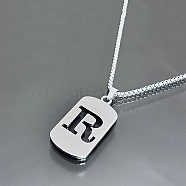 Titanium Steel Box Chain Necklaces, Rectangle with Letter R Pendant Necklaces (YT2090-18)