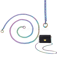 WADORN 1Pc Zinc Alloy Curb Chain Bag Handle, with Spring Gate Ring, Rainbow Color, 118x0.75cm(FIND-WR0008-78E)