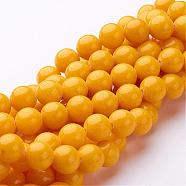 Natural Mashan Jade Round Beads Strands, Dyed, Yellow, 10mm, Hole: 1mm, about 41pcs/strand, 15.7 inch(G-D263-10mm-XS07)