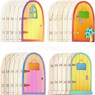 Wooden Fairy Door Decoration, Mixed Shapes, Antique White, 9.9x6.75x0.2~0.3cm, 8.75x6x0.2cm, 24pcs/set.(WOOD-NB0001-20)