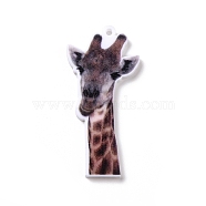 Printed Opaque Acrylic Pendants, Animal Theme Charms, Giraffe Pattern, 40x19x2mm, Hole: 1.5mm(SACR-G029-01R)