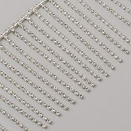 Iron with Glass Rhinestone Cup Chain, Tassel Strass Chains, for Costume Making, Clear, 50x3mm(CH-TAC0006-02)