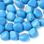 Opaque Acrylic Beads, Nuggets, Deep Sky Blue, 15.5x14x11mm, Hole: 1.8mm, about 380pcs/500g(MACR-S373-137-A09)