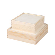 Wooden Storage Boxes, with Cover, Square, PapayaWhip, 20x20x8cm(WOCR-PW0001-050D)