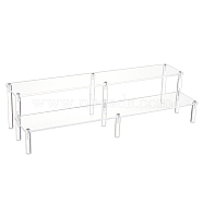 2-Tier Transparent Acrylic Minifigures Display Risers, with Iron Findings, for Cosmetic, Doll, Model Display, Clear, Finish Product: 14x40x10.5cm(ODIS-WH0002-61A)