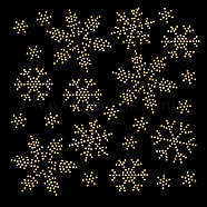 Snowflake Pattern Hotfix Rhinestones, Glass Rhinestone Decoration, Christmas, Goldenrod, 215x150x1mm(DIY-WH0430-205F)
