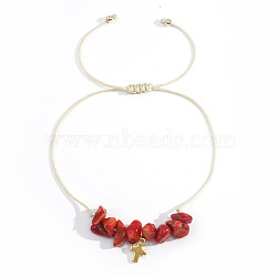 Bohemian Style Cross Natural Red Jasper Braided Beaded Bracelets for Women(XK2373-5)