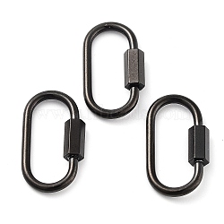 Ion Plating(IP) 304 Stainless Steel Screw Carabiner Lock Charms, for Necklaces Making, Oval, Black, 24x13x4.5mm, Screw: 7x4.5mm(STAS-H107-04C-B)