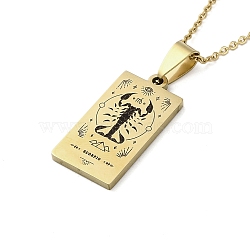 304 Stainless Steel Black Enamel Rectangle with Constellation Pendant Necklaces, Golden, Scorpio, 15.75~17.72 inch(40~45cm)(NJEW-I128-01J)