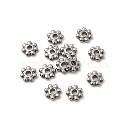 304 Stainless Steel Spacer Beads, Flower, Stainless Steel Color, 6x1.8mm, Hole: 1.6mm(X-STAS-Z156-01P-02)