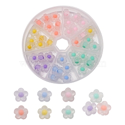 63Pcs 7 Colors Transparent Acrylic Beads, Frosted, Bead in Bead, Flower, Mixed Color, 12x12.5x6mm, Hole: 2.5mm, 9pcs/color(TACR-YW0001-42)