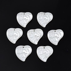 ABS Plastic Imitation Pearl Pendants, Leaf, Creamy White, 16x15.5x2mm, Hole: 1.2mm, about 1600pcs/500g(KY-T023-015)