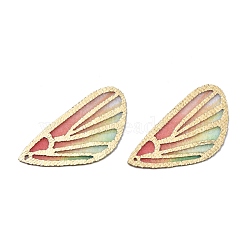 Fashion DIY Earrings Jewelry Accessories, Imitation Metal Cloth Pendants, Wing, Dark Salmon, 30x18x0.6mm, Hole: 0.8mm(X-FIND-R083-07E)