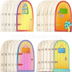 Wooden Fairy Door Decoration, Mixed Shapes, Antique White, 9.9x6.75x0.2~0.3cm, 8.75x6x0.2cm, 24pcs/set.(WOOD-NB0001-20)