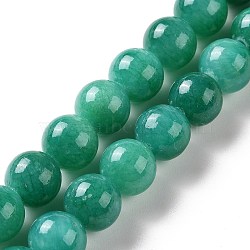 Natural Mashan Jade Round Beads Strands, Dyed, Lawn Green, 8mm, Hole: 1mm, about 51pcs/strand, 15.7 inch(G-D263-8mm-XS34)