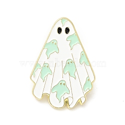 Ghost Enamel Pin, Halloween Alloy Badge for Backpack Clothes, Light Gold, Pale Turquoise, 30.5x21.5x1.5mm(JEWB-G014-C04)