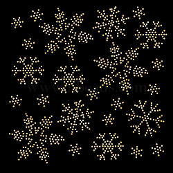 Snowflake Pattern Hotfix Rhinestones, Glass Rhinestone Decoration, Christmas, Goldenrod, 215x150x1mm(DIY-WH0430-205F)