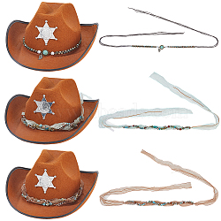 3Pcs 3 Styles Alloy & Polyester Hat Band Sets, Mixed Color, 1380~1460mm, 1pc/style(AJEW-GF0011-92)