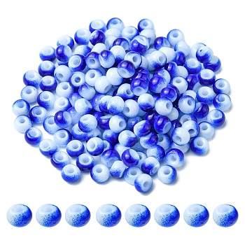 6/0 Opaque Glass Seed Beads, Round Hole, Rondelle, Medium Blue, 4~4.5x3~4mm, Hole: 0.8~1.5mm, 10g/box