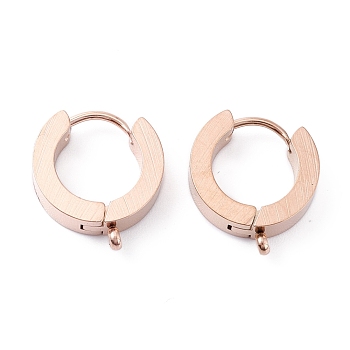 Ion Plating(IP) 304 Stainless Steel Huggie Hoop Earrings Findings, with Vertical Loop, Ring, Rose Gold, 15x13x4mm, Hole: 1.4mm, Pin: 1mm
