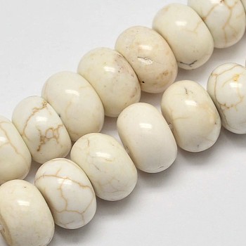 Rondelle Natural Magnesite Beads Strands, Creamy White, 12x7mm, Hole: 1mm, about 53pcs/strand, 15.7 inch