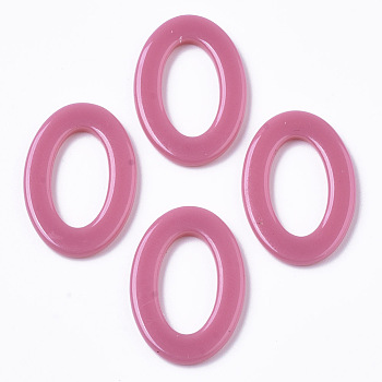 Cellulose Acetate(Resin) Linking Rings, Oval, Flamingo, 23x16x2mm, Inner Diameter: 15x8mm