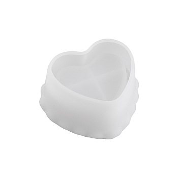 DIY Silicone Candle Holder Molds, Resin Casting Molds, Clay Craft Mold Tools, Heart, White, 10.5x9.3x5.5cm