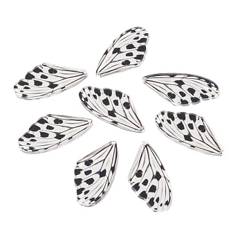 Spring and summer series Acrylic Pendants, for Earring Making, Butterfly Wing, White, 39.5x19.5x2mm, Hole: 1.5mm