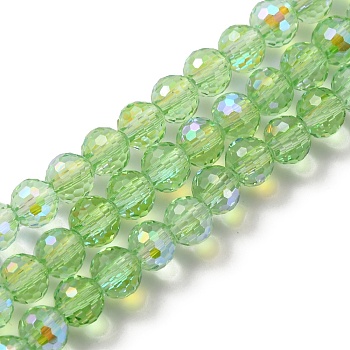 Glass Beads Strands, Imitation Quartz, Faceted, Round, Lime Green, 6mm, Hole: 1.2mm, about 95~100pcs/strand, 20.47''(52cm)
