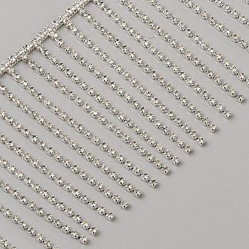 Iron with Glass Rhinestone Cup Chain, Tassel Strass Chains, for Costume Making, Clear, 50x3mm