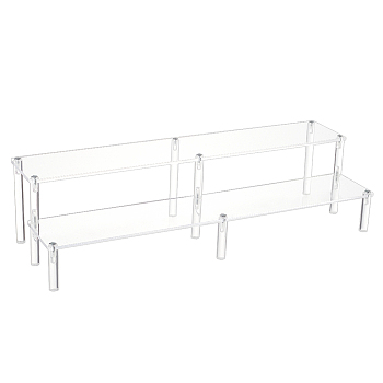 2-Tier Transparent Acrylic Minifigures Display Risers, with Iron Findings, for Cosmetic, Doll, Model Display, Clear, Finish Product: 14x40x10.5cm
