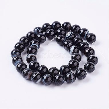 4mm Black Round Natural Agate Beads