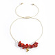 bracelets tressés en perles de jaspe rouge naturel de style bohème pour femmes(XK2373-5)-1