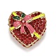 Épingle en émail de boîte cadeau de Noël coeur rouge avec strass(JEWB-A004-09G)-1