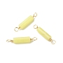 Natural Lemon Jade Connector Charms, with Light Gold Eco-Friendly Copper Wire Wrapped, Column, 22~23.5x4mm, Hole: 2.2~2.4mm