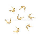 Brass Bead Tips, Clamshell Knot Cover, Lead Free & Cadmium Free & Nickel Free, Real 18K Gold Plated, 7x3.5mm, Hole: 1.2mm(KK-CBA1A60-21G)