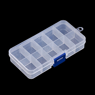 Plastic Bead Containers, Adjustable Dividers Box, Bead Storage, Removable 10 Compartments, Rectangle, Clear, 14.5x7x2.2cm(CON-Q026-01A)