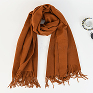 Women's Long Plaid Polyester Imitation Cashmere Tassels Scarf, Winter/Fall Warm Large Soft Tartan Shawls Wraps, Sienna, 2000x650mm(COHT-PW0001-34-11)